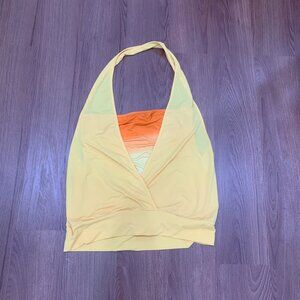 Vintage Y2K Halter Tube Top Ombre Yellow Orange Size XL